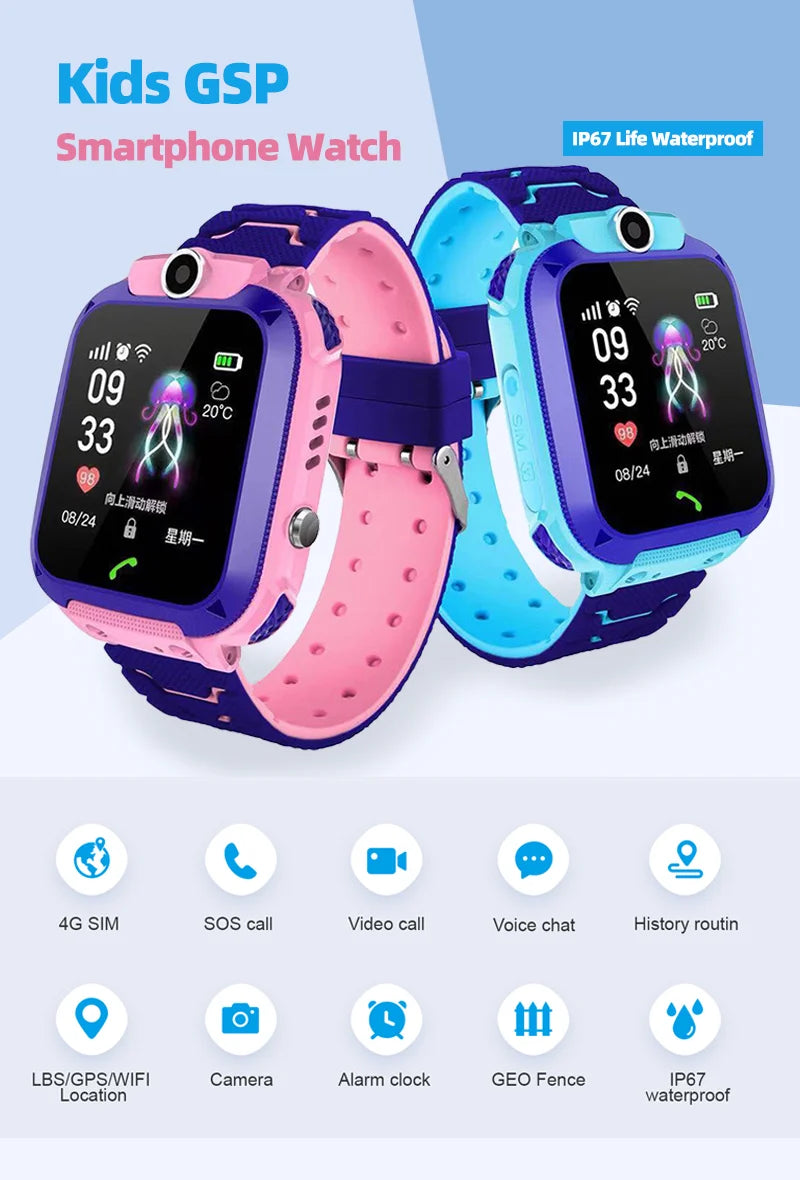 Q12 Kids Smart 2G Chiamata Telefono Orologio Impermeabile Madre Bambini Monitor GPS Ragazzo Ragazze SOS Bambino Sport Orologi digitali Tracker