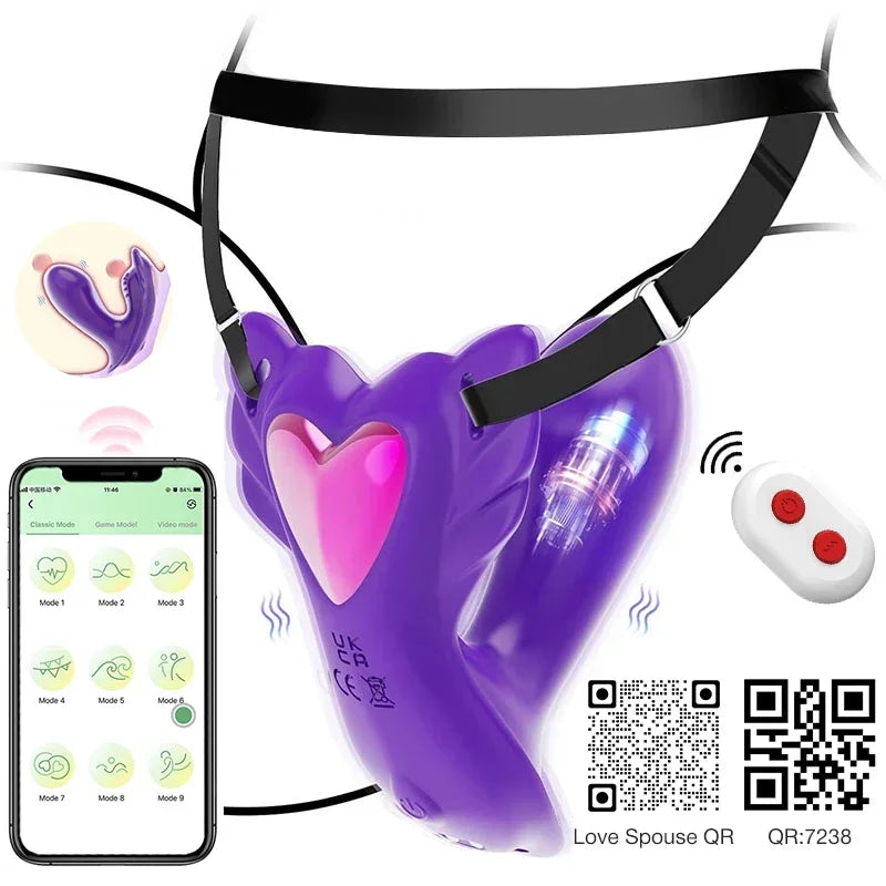 Vibratore per mutandine indossabile femminile con controllo APP Anello vibrante per pene Stimolatore clitorideo 9 Vibrazioni Giocattoli sexy per adulti per coppia