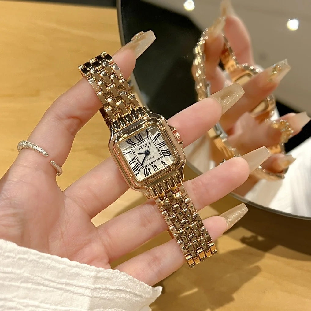 Nuovo orologio da donna leggero marchio di lusso business oro acciaio inossidabile moda donna orologi al quarzo orologio femminile braccialetto orologio da polso