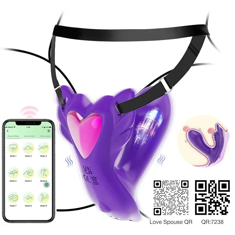 Vibratore per mutandine indossabile femminile con controllo APP Anello vibrante per pene Stimolatore clitorideo 9 Vibrazioni Giocattoli sexy per adulti per coppia