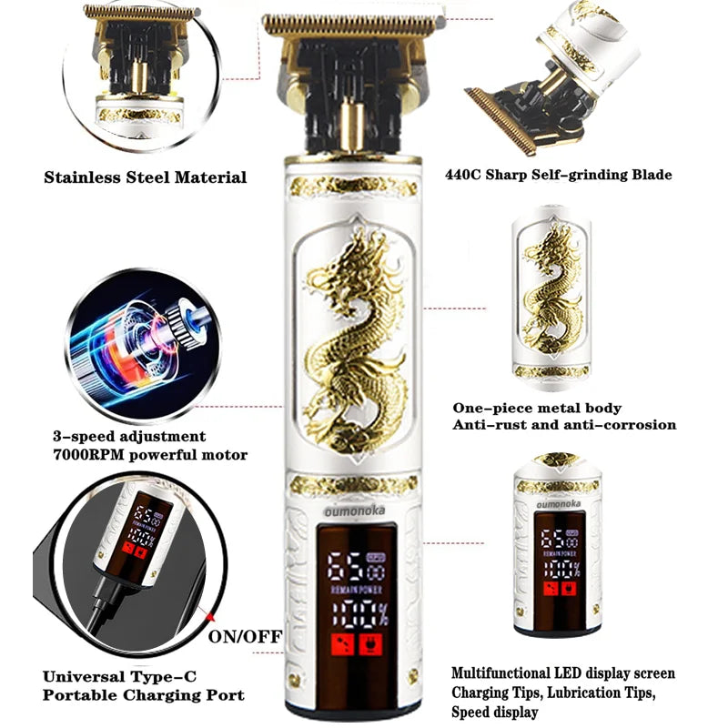 Tagliacapelli professionale per uomo Macchina da taglio Rasatura Taglio di capelli Barba Trimmer Barbiere Cutter Mower Rasoio elettrico da uomo