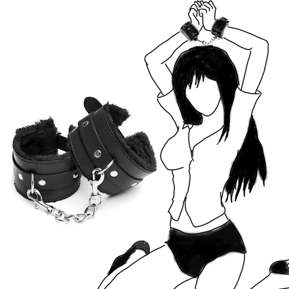 Nessun vibratore per le donne Manette e polsini alla caviglia BDSM Bondage Restrizioni Flirtare Giocattoli sexy per le donne Coppie Schiavo Giochi per adulti