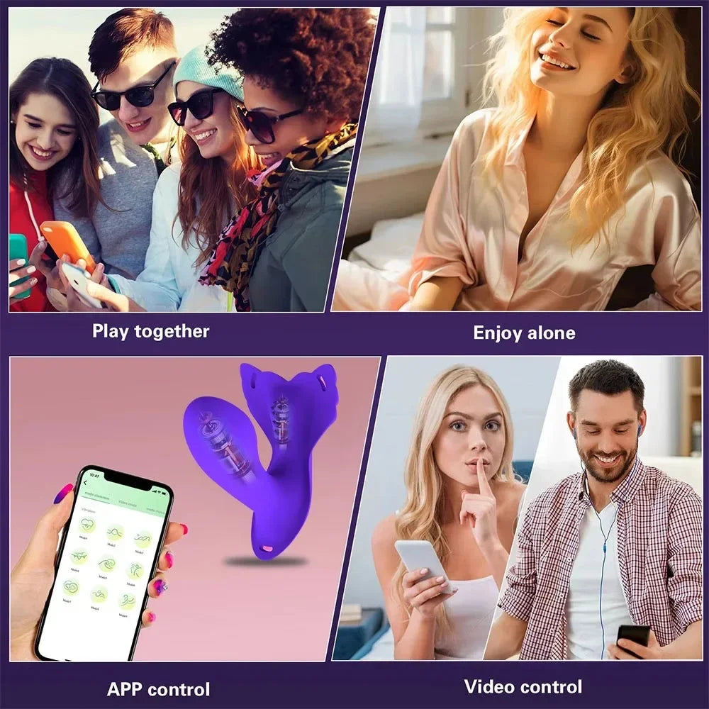 Vibratore per mutandine indossabile femminile con controllo APP Anello vibrante per pene Stimolatore clitorideo 9 Vibrazioni Giocattoli sexy per adulti per coppia