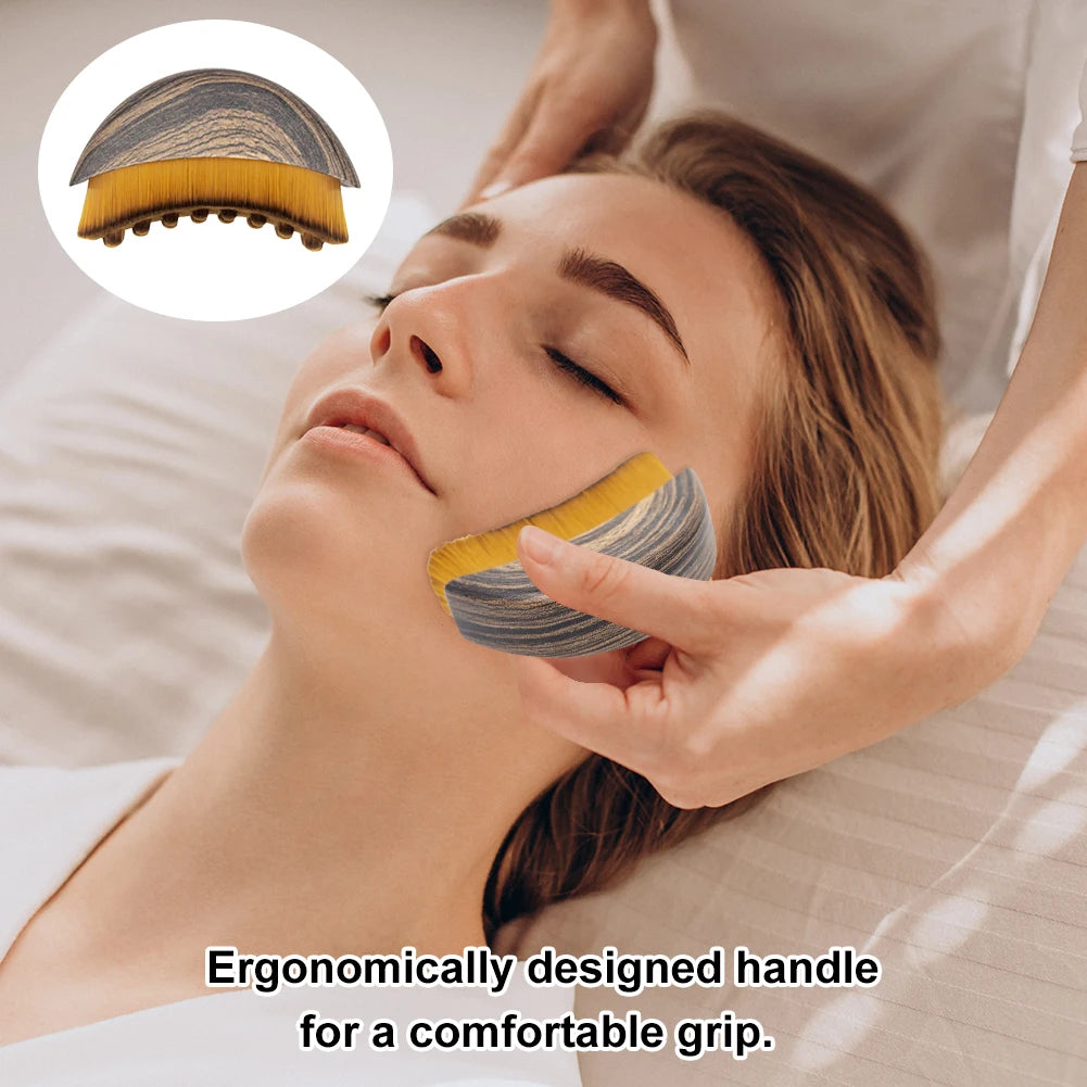 Portable Dry Facial Brush Soft Bristles Contoured Lymphatic Massage Tool Face Sculpting Device Home Spa Gentle Exfoliation Brush