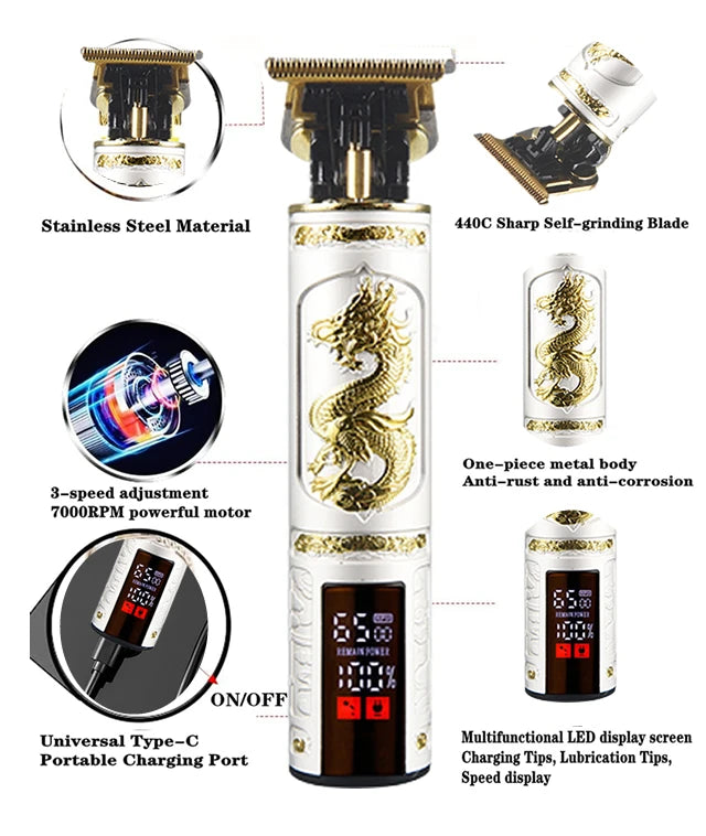 Tagliacapelli professionale per uomo Macchina da taglio Rasatura Taglio di capelli Barba Trimmer Barbiere Cutter Mower Rasoio elettrico da uomo