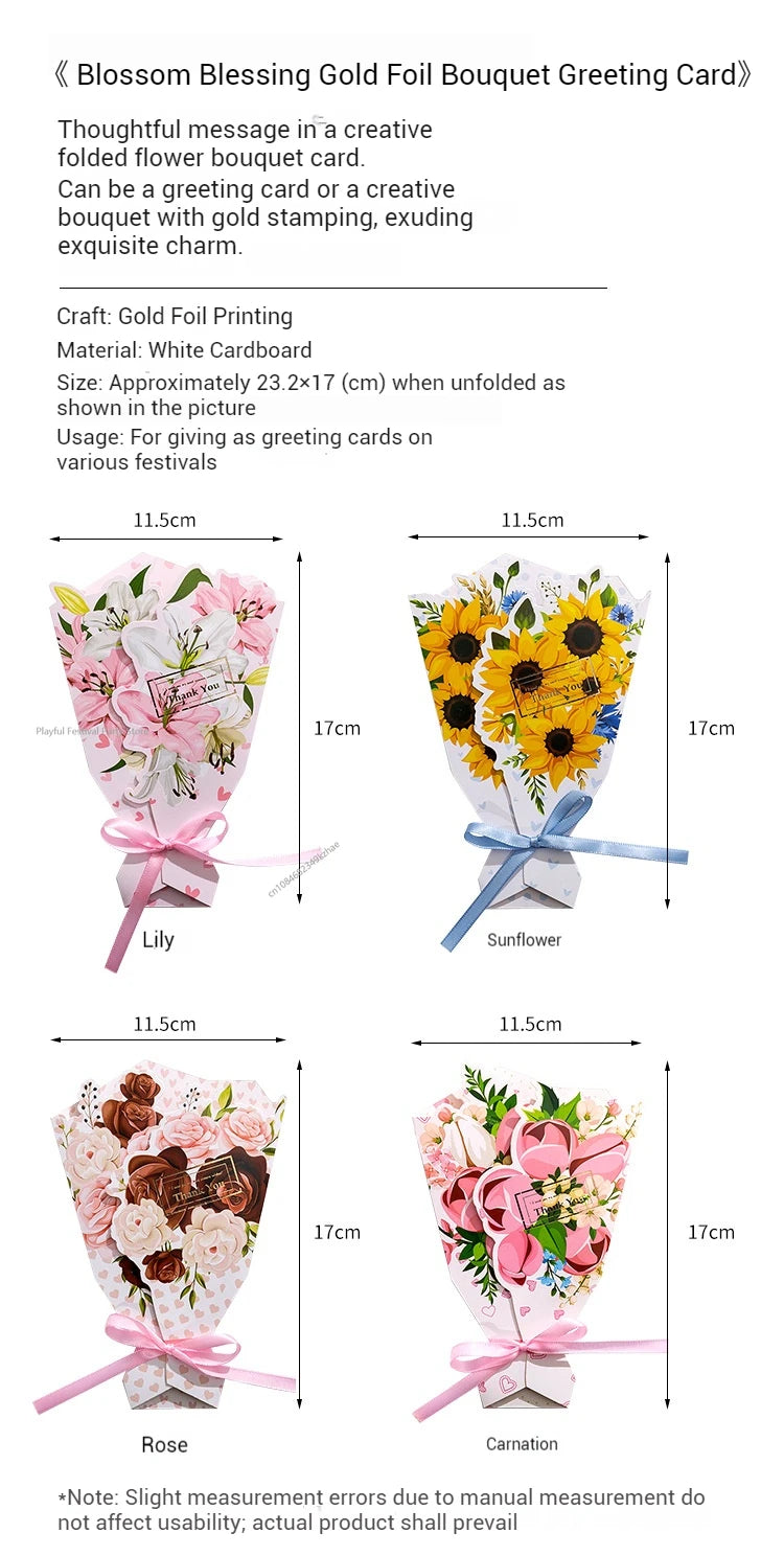 Creative Carnation Thanks Flowers Postcard Exquisite Beautiful Greeting Card Floral Birthday Cards Teacher Day Birthday Gifts