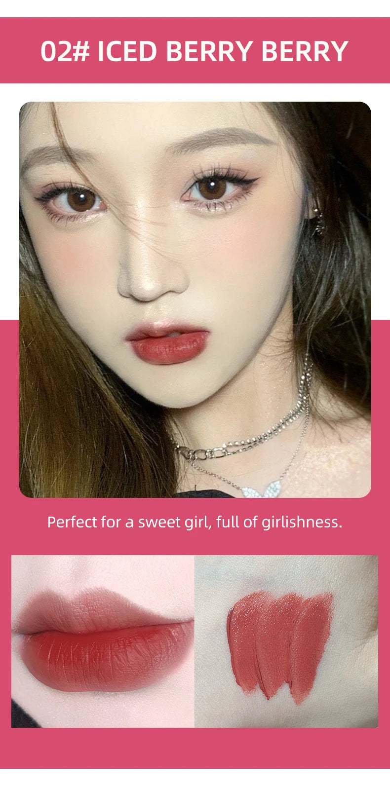 CACE Matte Liquid Lipstick Makeup set 4 colori Lipgloss e 1pc Lipgloss trasparente e 1pc Lip Balm Plumper e collana regalo