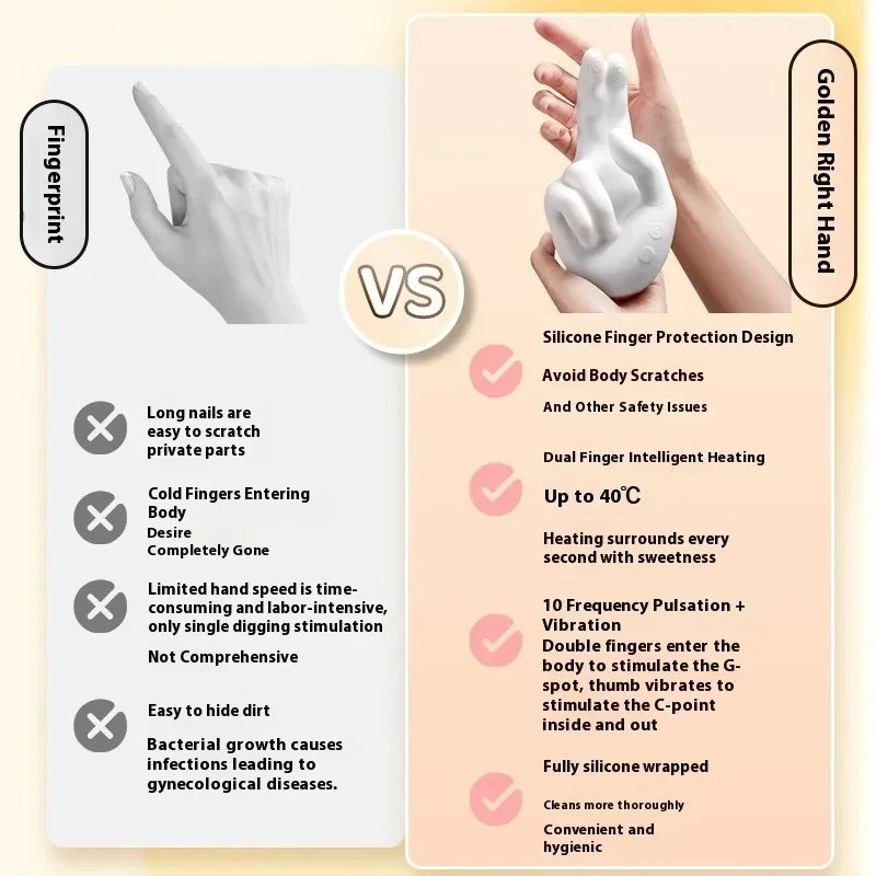 Massaggiatore per le mani Stimolatore clitorideo realistico per battere le dita all'ingrosso con vibratore flessibile per mani riscaldanti