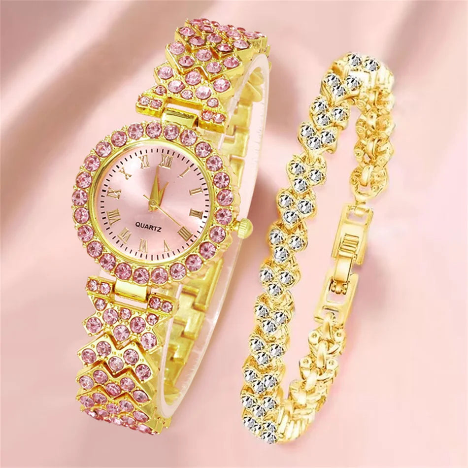 Orologio da donna con quadrante a farfalla orologio da donna con Design di marca orologio da donna in acciaio con cinturino al quarzo Set di moda di lusso con diamanti